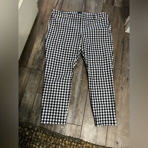 J. Crew Winnie Pant Cropped Navy Blue and White Gingham plaid ankle plus size